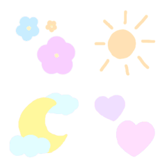 Various pastel colored emoji