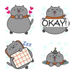 Fat Cat LINE Emoji in winter