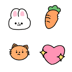 little rabbit and cat : emoji