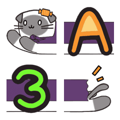 Toffee cat - long emoji Alphabet & Num