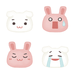 white dog and pink rabbit faces emoji