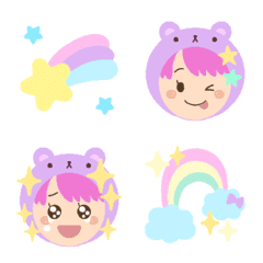 Beary girl and dreamy cute Emojies
