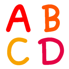 English alphabets in bright colors