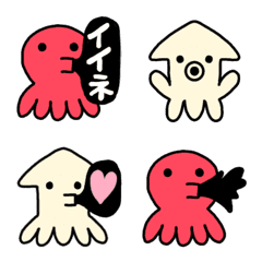 Cute octopus and squid emoji