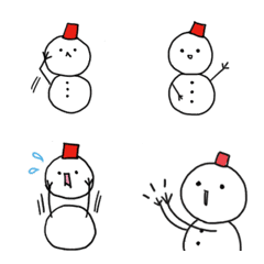 赤いバケツのかわいい雪だるま絵文字