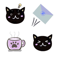 cute black cat greeting emoji