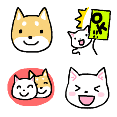 Shiba Inu and white cat cute emoji