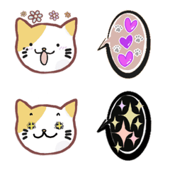 cute calico cat greeting emoji