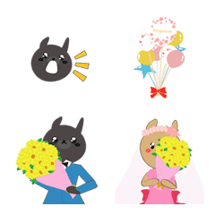 Bear & Black Q Wedding Emoji Stickers