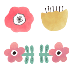 Scandinavian style emoji many flowers