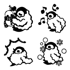 Pretty Penguin Babies Monochrome Emoji