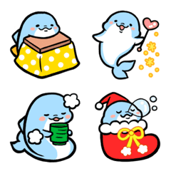 Cute! dolphin emoji 3 winter