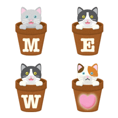 line up flower pot in cat alphabet emoji