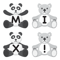 line up panda & koala plush toy alphabet