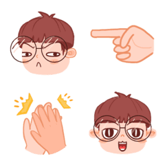 อิโมจิเด็กแว่นและมือ