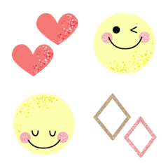 Glittering emoji with lots of hearts.
