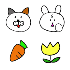 猫とうさぎのシンプルな絵文字