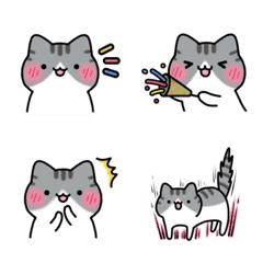 Emoji white & silver tabby cat Nya