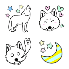 カラフル♡可愛い♡白いオオカミ絵文字