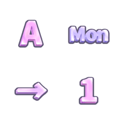 QxQ小編日常 3D粉紫色鑽石 數字字母表情貼