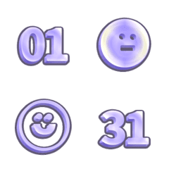 QxQ 01-31 number date purple 3D