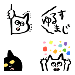 シンプルちょいシュール黒白ネコ☆pocaママ