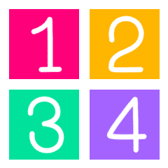 อิโมจิ ตัวเลข หลากสี ในสี่เหลี่ยมน่ารัก