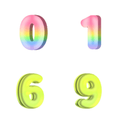 QxQ小編日常 3D數字 0-9彩虹特殊色表情貼