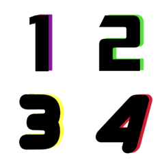 Number black colorful  neon