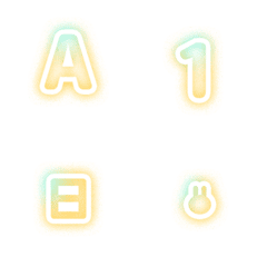 QxQ Neon sign yellow ABC123 Letter Emoji