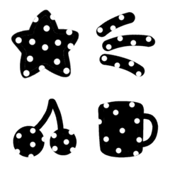 Black with white polka dots