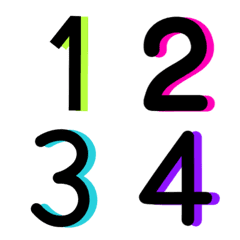 Number black colorful neon color