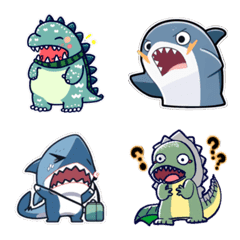 Shark and Dinosaur small Sticker Set