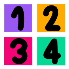 Numbers multi colorful black
