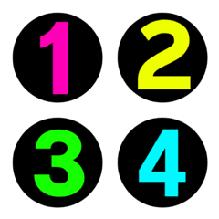 Number emoji black colorful neon circle