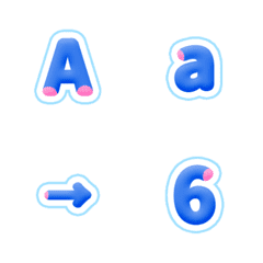QxQ 藍+粉 立體 ♥ 英文字母數字 表情貼