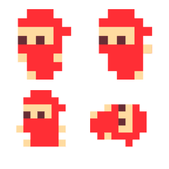 Rough pixelart ninja red facing left