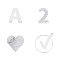 QxQ white marble  ABC 123 Emoji