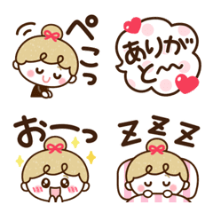 (MOJITUKI) ribbon girl emoji