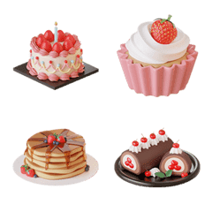 3D sweet desserts set