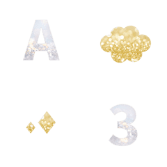 Gold Silver Grace ABC 123 Letters Emoji