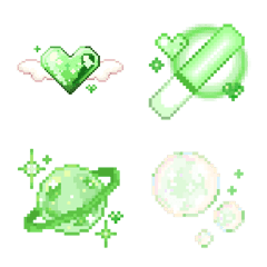 kawaii pixelart Emoji [green]