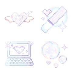 kawaii pixelart Emoji [white]