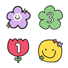 (number) cute flower mini emoji