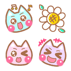 Colorful cats with star twinkle eyes.