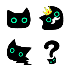 A slightly soft black cat face Emoji