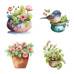 Flower and bird emojis