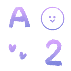 purple watercolor ABC 123 Letters Emoji