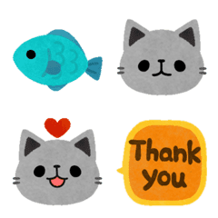 Emoji de rosto bonito de um gato cinza