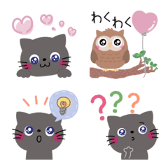 Black Cat & Owl Emoji